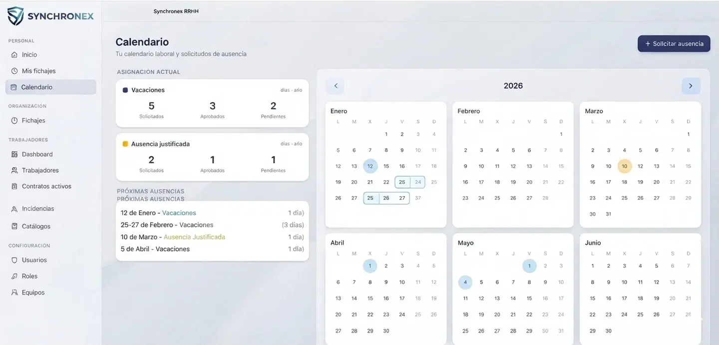 Synchronex — Gestión de RRHH y control horario